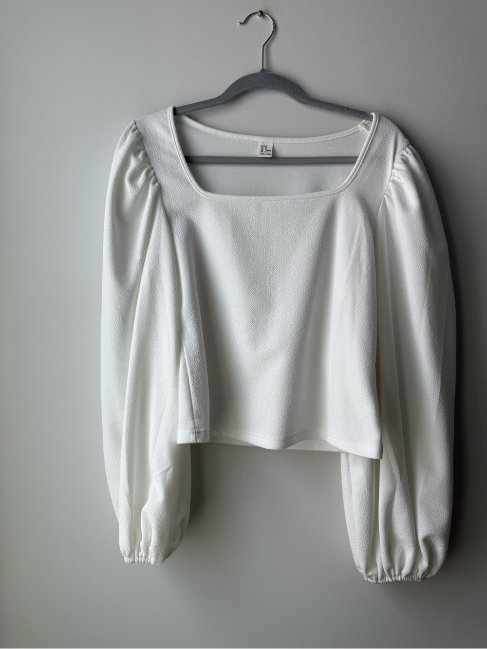 White Square-Neck Puff Sleeve Top